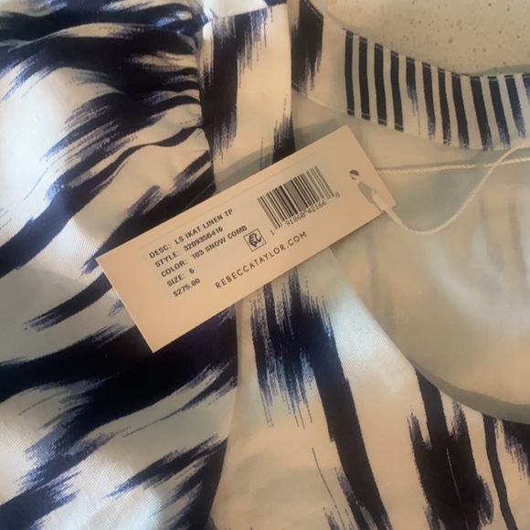 NWT Rebecca Taylor Ikat Linen Top size 6 - Picture 3 of 3